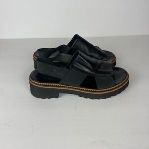 Bueno Amy Black Leather Platform Slingback Sandals Lug Sole Women EU 36